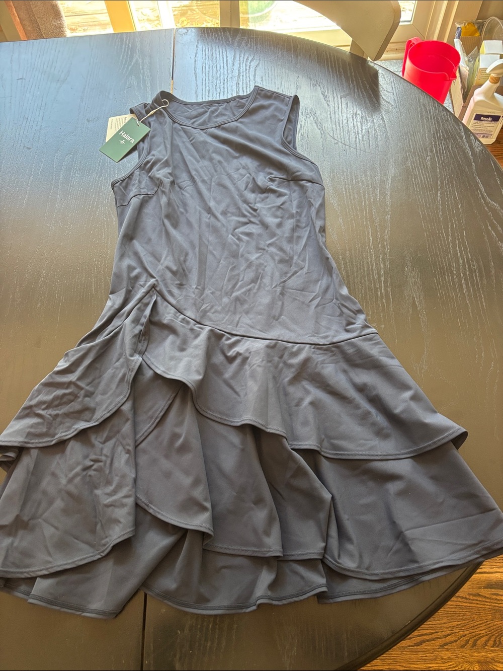 HALARA Navy Ruffle Tiered Dress
